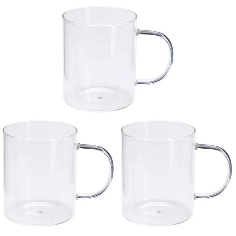 Kubek szklany z dużym uchem VUNI, 3 x 400 ml