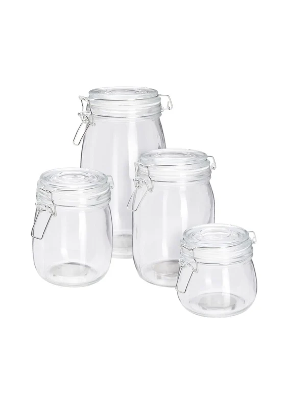 Set of 4 Glass Storage Jars - Clear Clear / One Size
