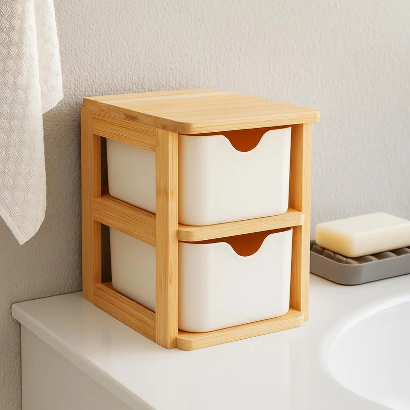 Podwójny organizer bambusowy SKAFFA, 15 x 10,8 cm