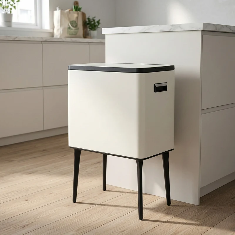 Automatyczny kosz na śmieci, 35 l, metalowy biały