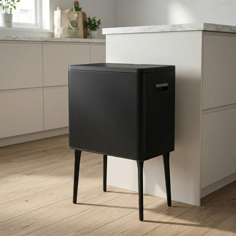 Automatyczny kosz na śmieci, 35 l, metalowy czarny