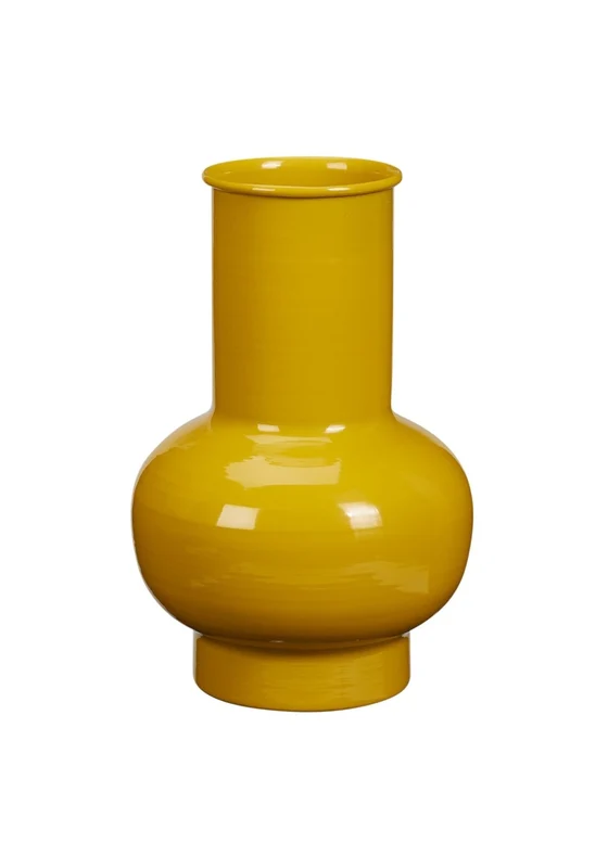 Glossy Metal Vase - Yellow Yellow / One Size