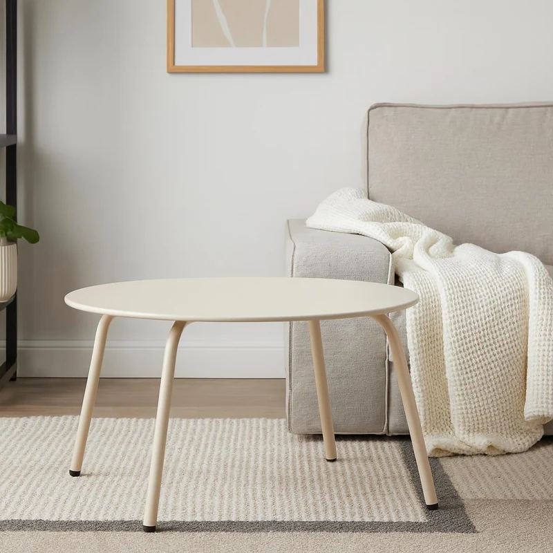 Okrągły stolik stalowy tarasowy RONDO, Ø 70 cm x 40 cm beżowy
