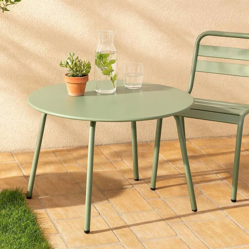 Okrągły stolik stalowy tarasowy RONDO, Ø 70 cm x 40 cm zielony