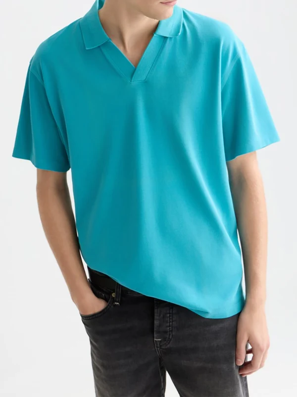 Scotch & Soda Mens Pique Polo - Tahitian Teal Tahitian Teal / XXL