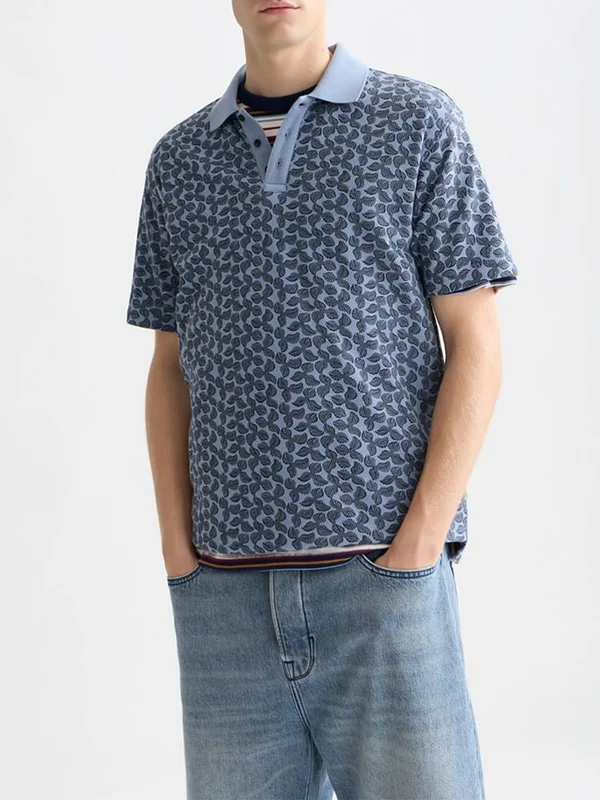 Scotch & Soda Mens Printed Polo Mini Cactus Infinity / XL