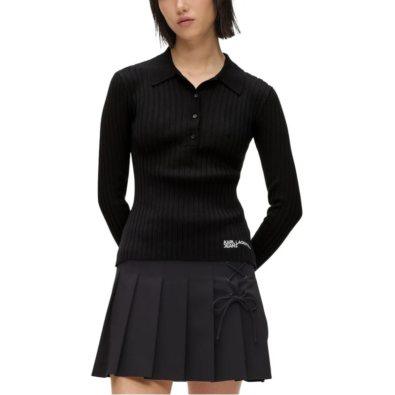 Karl Lagerfeld Black Viscose Long Sleeve T-Shirt IT38|XS