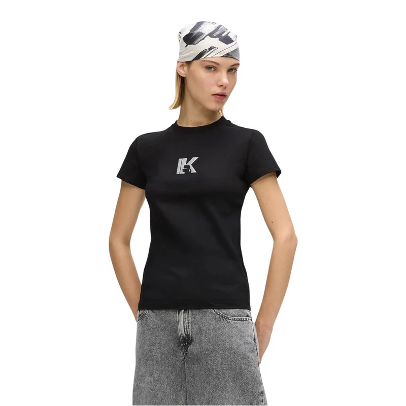Karl Lagerfeld Black Cotton T-Shirt IT38|XS