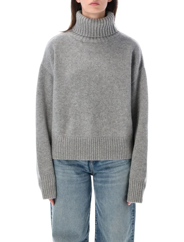 Extreme Cashmere Crop Xtra High Neck Ribbed Turtleneck Sweater One size