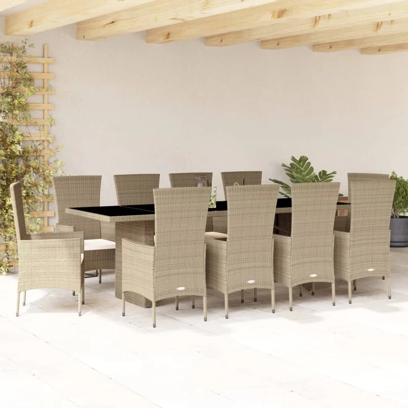 Tuinset 7-delig poly rattan beige