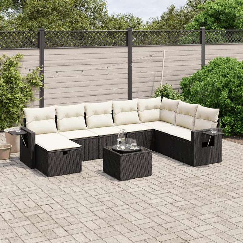Loungeset 9-delig poly rattan zwart