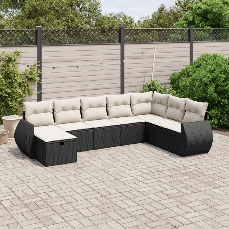Loungeset 8-delig poly rattan zwart