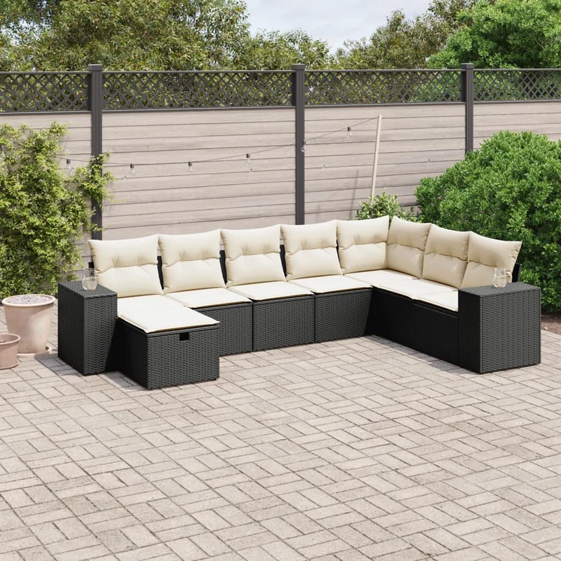 Loungeset 8-delig poly rattan zwart