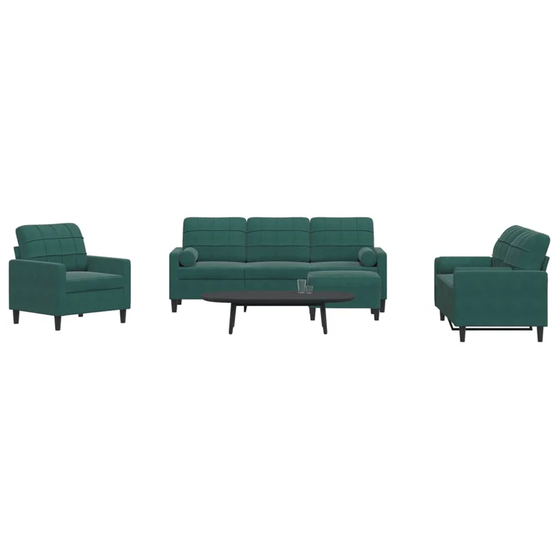 Loungeset 4-delig fluweel donkergroen
