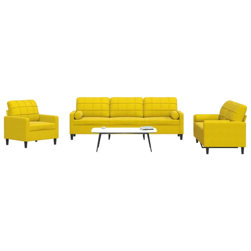 Loungeset 3-delig fluweel geel