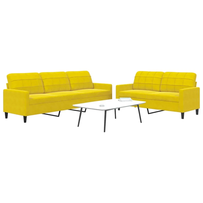 Loungeset 2-delig fluweel geel 157x77x80 cm en 226x77x80 cm