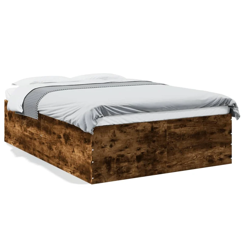Bedframe bewerkt hout gerookt eiken 135x190 cm