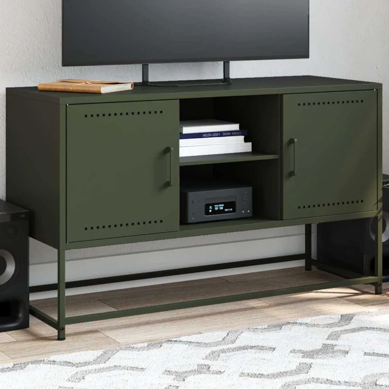 TV-taso oliivinvihreä 100,5x39x60,5 cm teräs