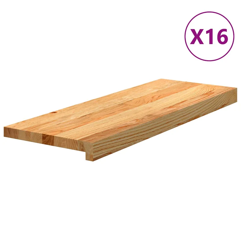 Traptreden 16 st massief eikenhout lichtbruin 70x25x2 cm