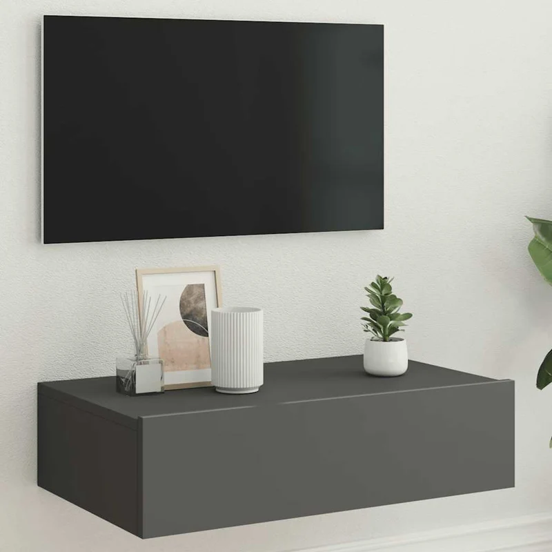 TV-kaappi LED-valoilla Harmaa 60x35x15,5 cm