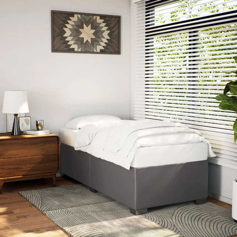 Bedframe kunstleer grijs 90x200 cm