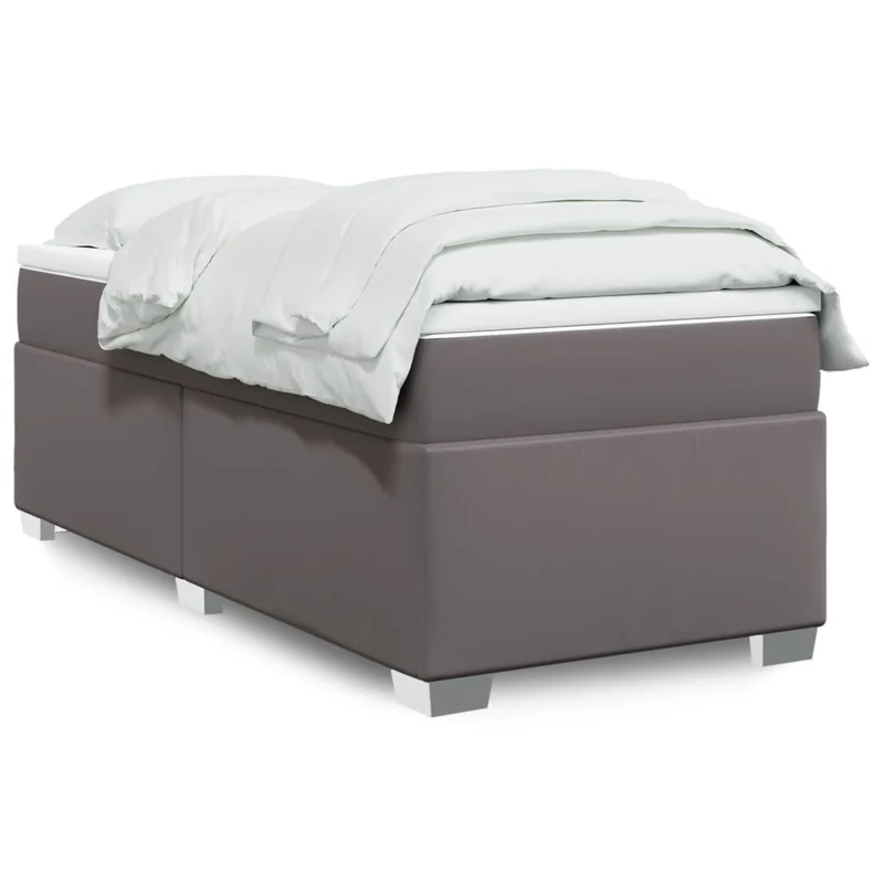 Boxspring 90x200 cm kunstleer grijs