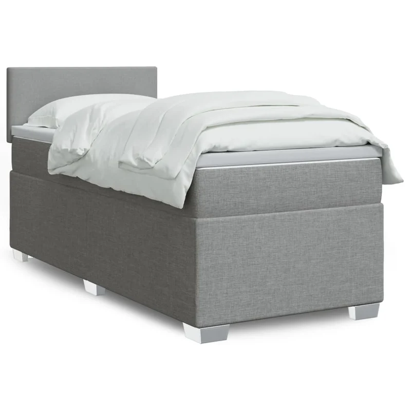 Boxspring met matras 90x200 cm lichtgrijs stof