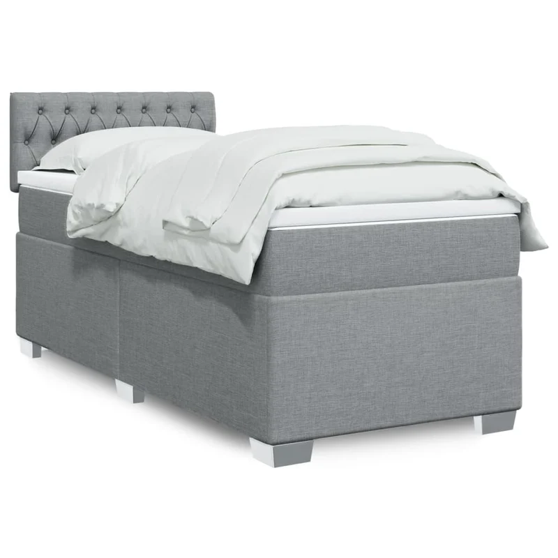 Boxspring 90x200 cm lichtgrijs pocketvering