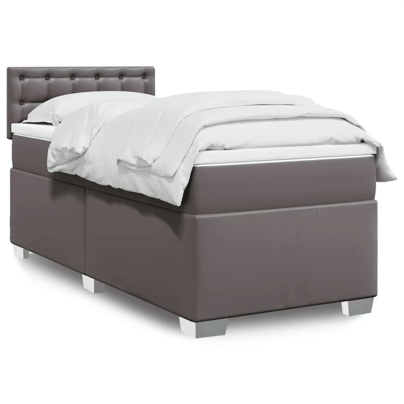 Boxspring 90x200 cm kunstleer grijs