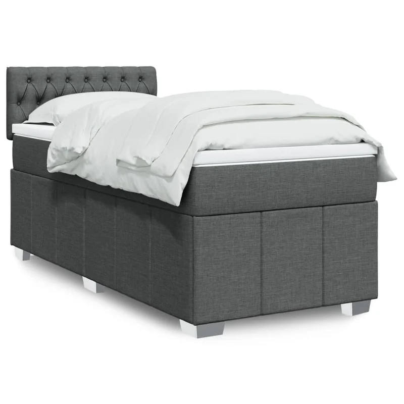 Boxspring met matras 100x200 cm grijs stof