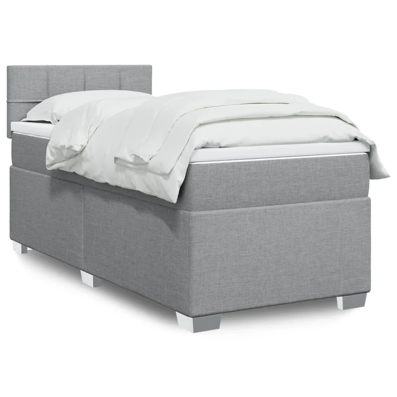 Boxspring lichtgrijs 90x200 cm met pocketveringmatras