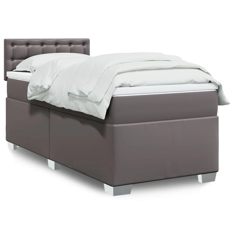 Boxspring 90x200 cm grijs kunstleer