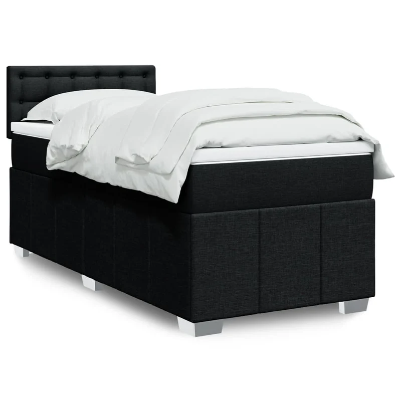 Boxspring 100x200 cm stof zwart met matras