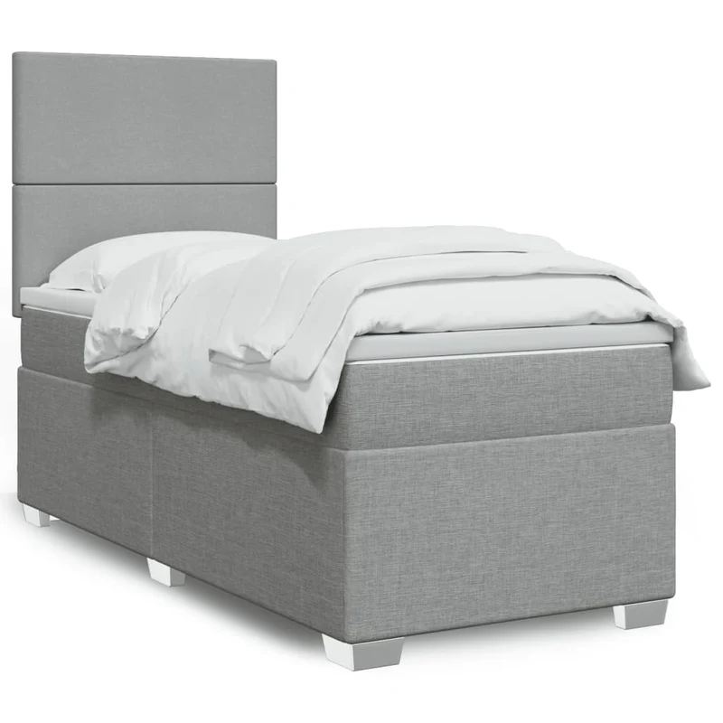 Boxspring met matras 90x200 cm lichtgrijs