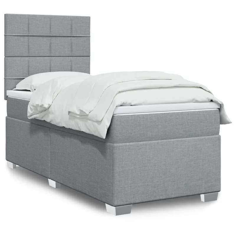 Boxspring met matras 90x200 cm lichtgrijs