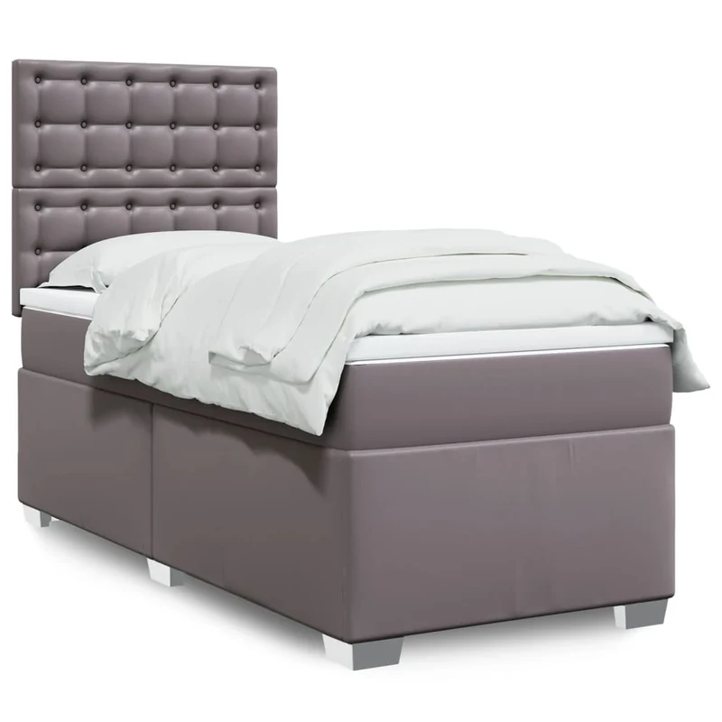 Boxspring 90x200 cm kunstleer grijs