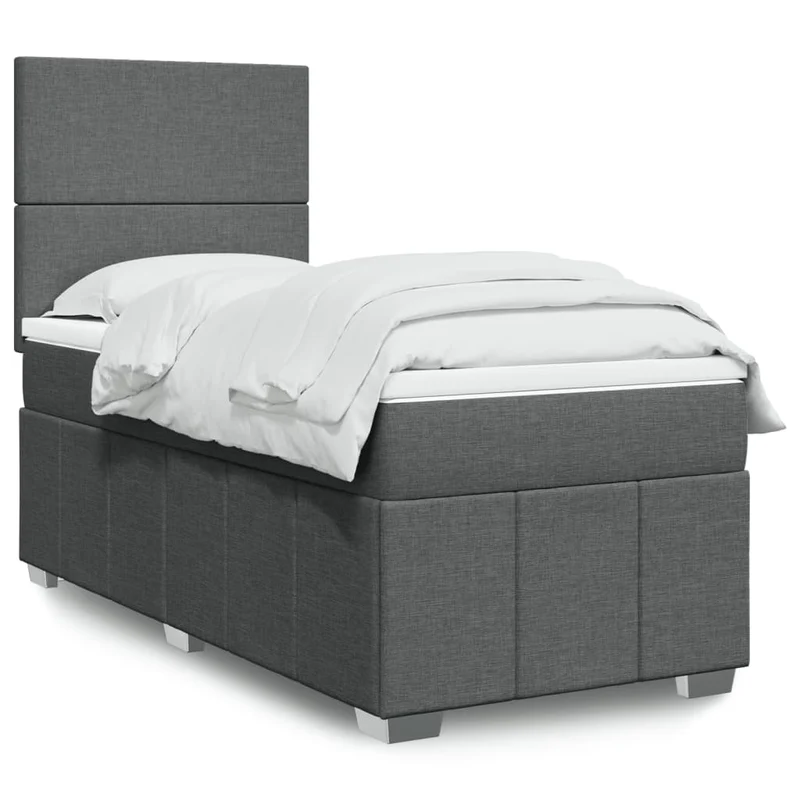 Boxspring met matras 100x200 cm grijs stof