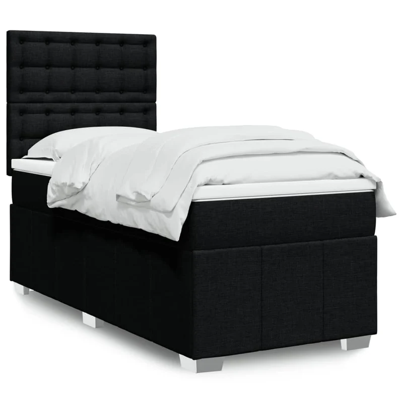 Boxspring met matras 100x200 cm zwart stof