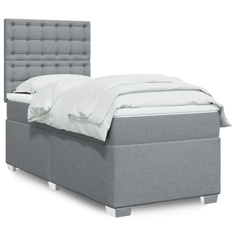 Boxspring lichtgrijs 90x200 cm met matras