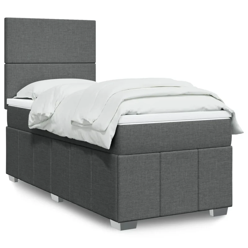 Boxspring met matras 100x200 cm grijs stof