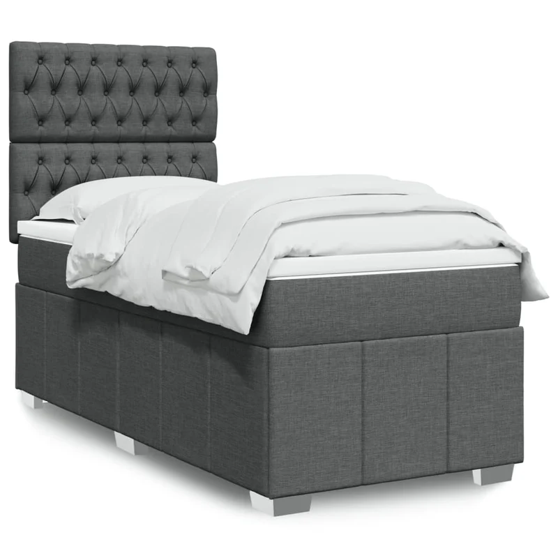 Boxspring met matras 100x200 cm grijs stof