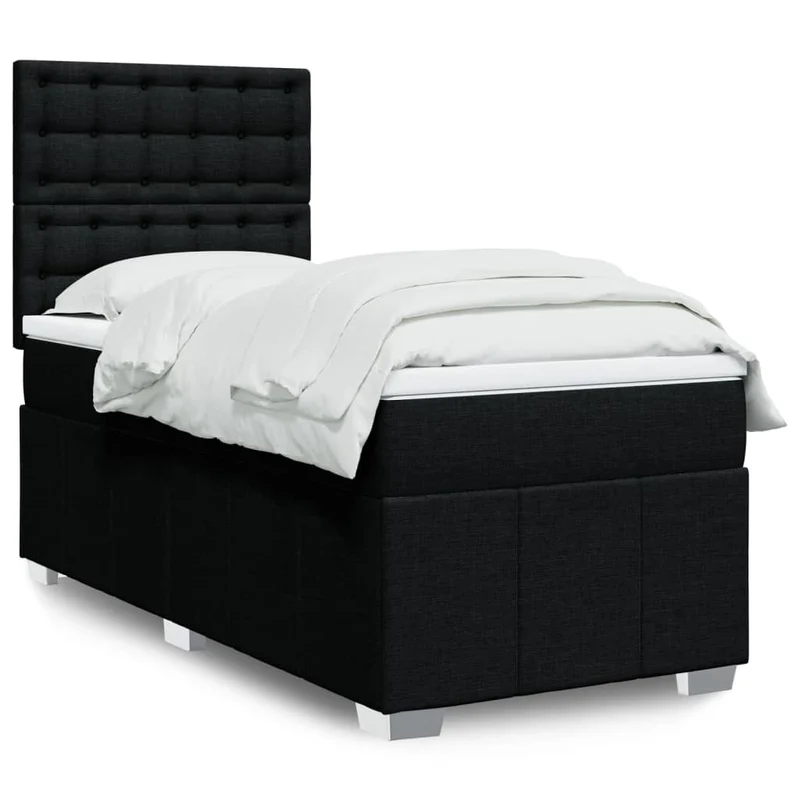 Boxspring met matras 100x200 cm zwart stof