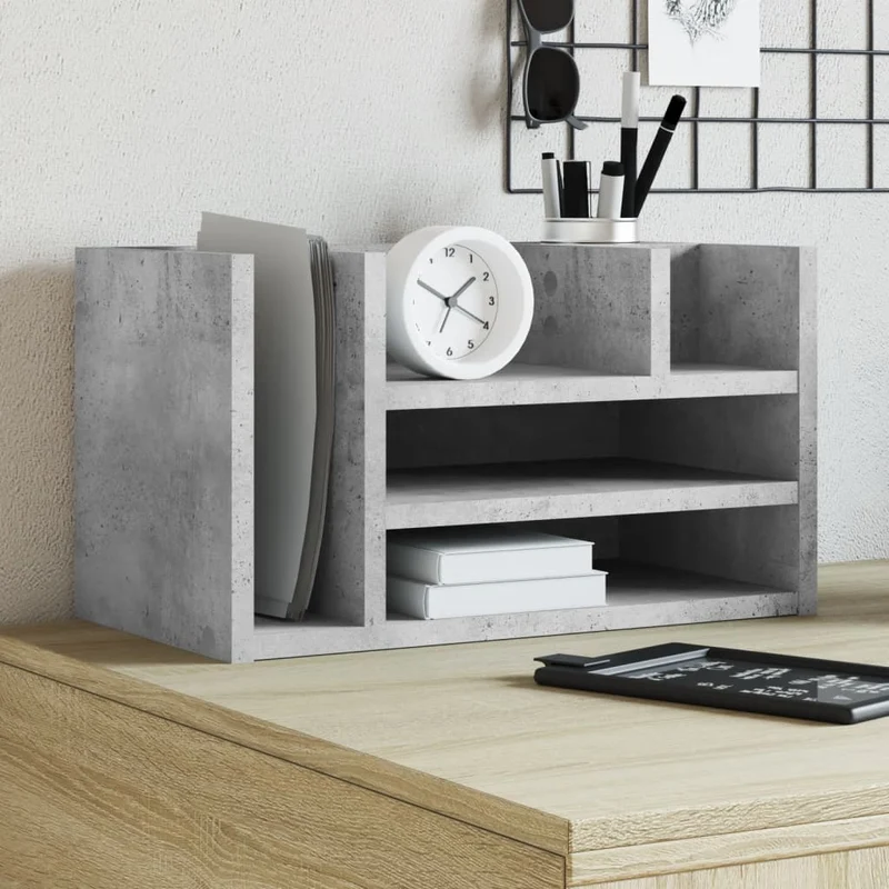 Pöydän järjestäjä betoninharmaa 44,5x24x25 cm tekninen puu