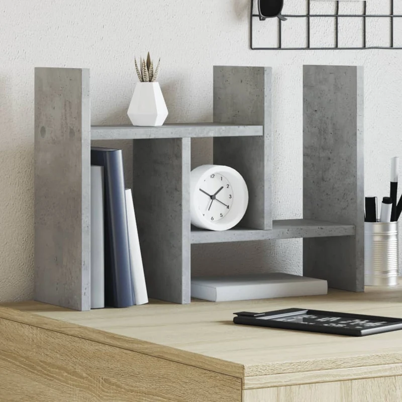 Pöydän järjestäjä betoninharmaa 34,5x15,5x35,5 cm tekninen puu