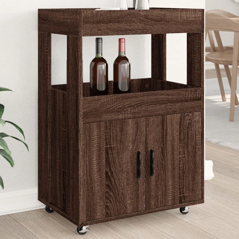 Baarivaunu ruskea tammi 60x39,5x89 cm tekninen puu