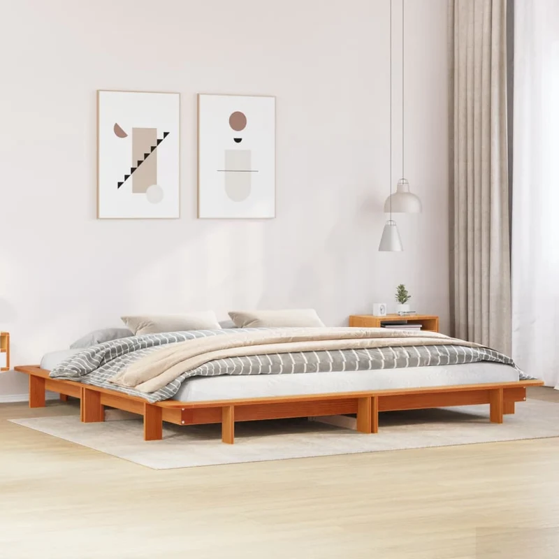 Sängynrunko ilman patjaa vahanruskea 160x200 cm täysi mänty