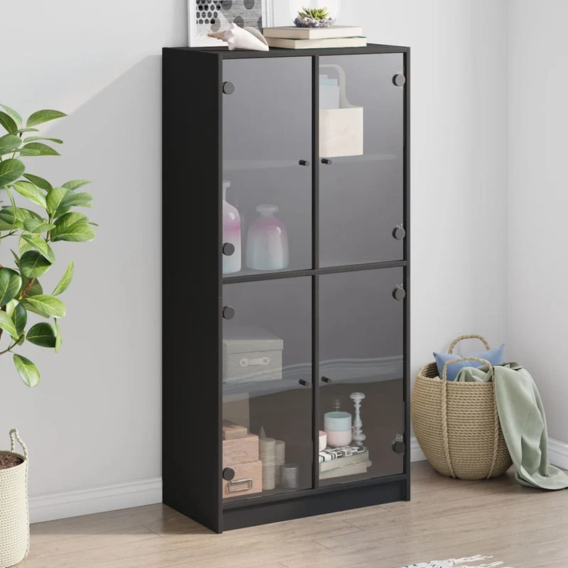 Kaappi ovilla musta 68x37x142 cm tekninen puu