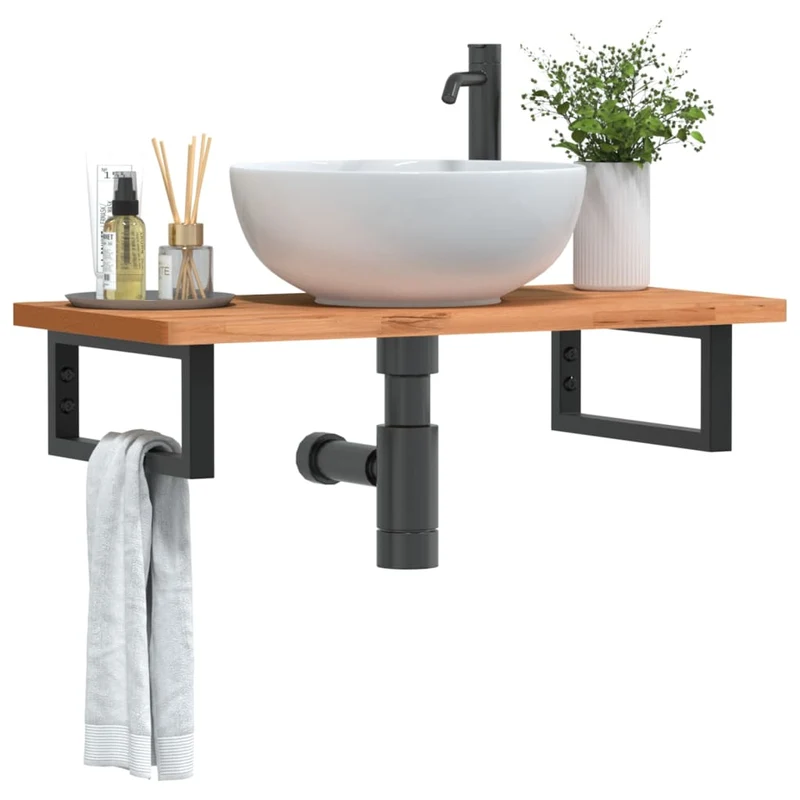 Badkamer wandschap 80x40 cm staal beukenhout