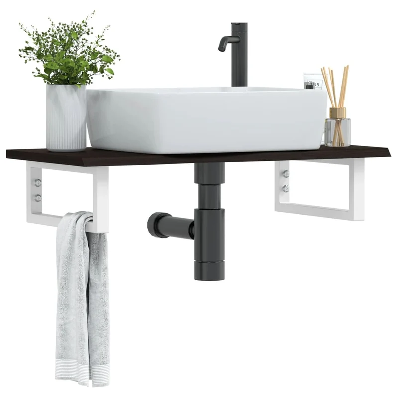 Badkamer wandschap 80x40 cm staal eikenhout