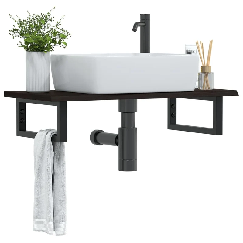 Badkamer wandschap staal eikenhout 80x40x2 cm